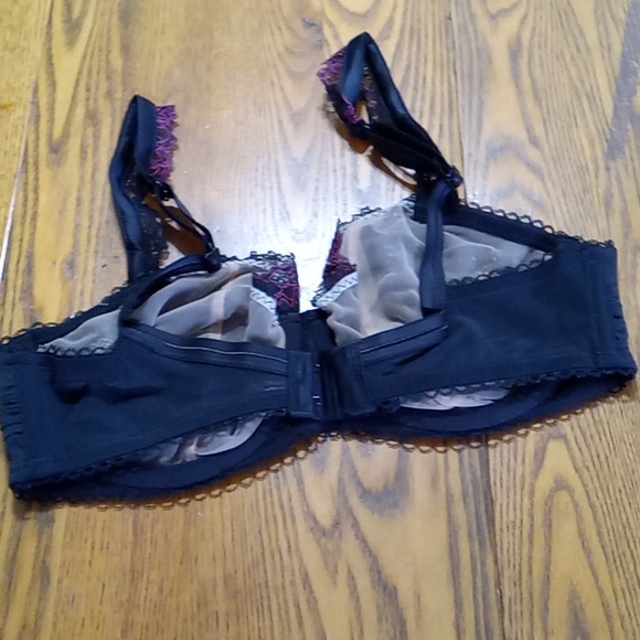 FELINA LACE BRA 34D Intimates Womens New Bralette UNDERWIRE Black Pink - Picture 3 of 6